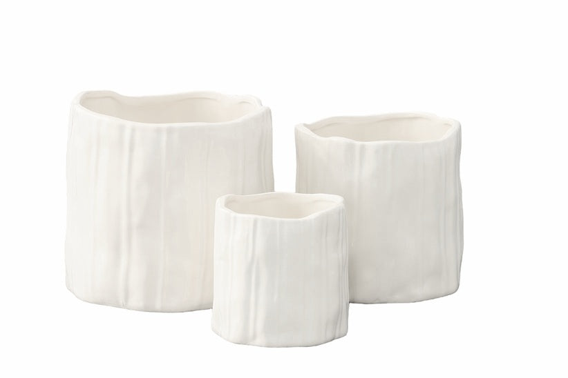 3 Piece Round Ceramic Vases / Planters