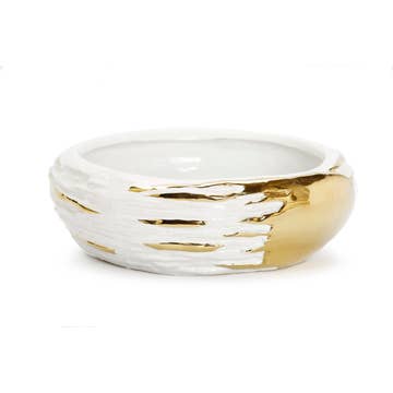 White & Gold Ex- Large Decor Bowl / Vase