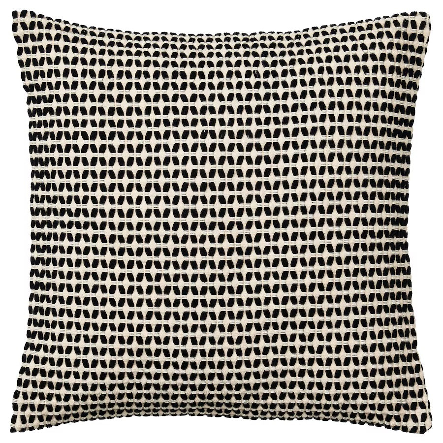 20 X 20 Beige and Black Woven Decorative Pillow