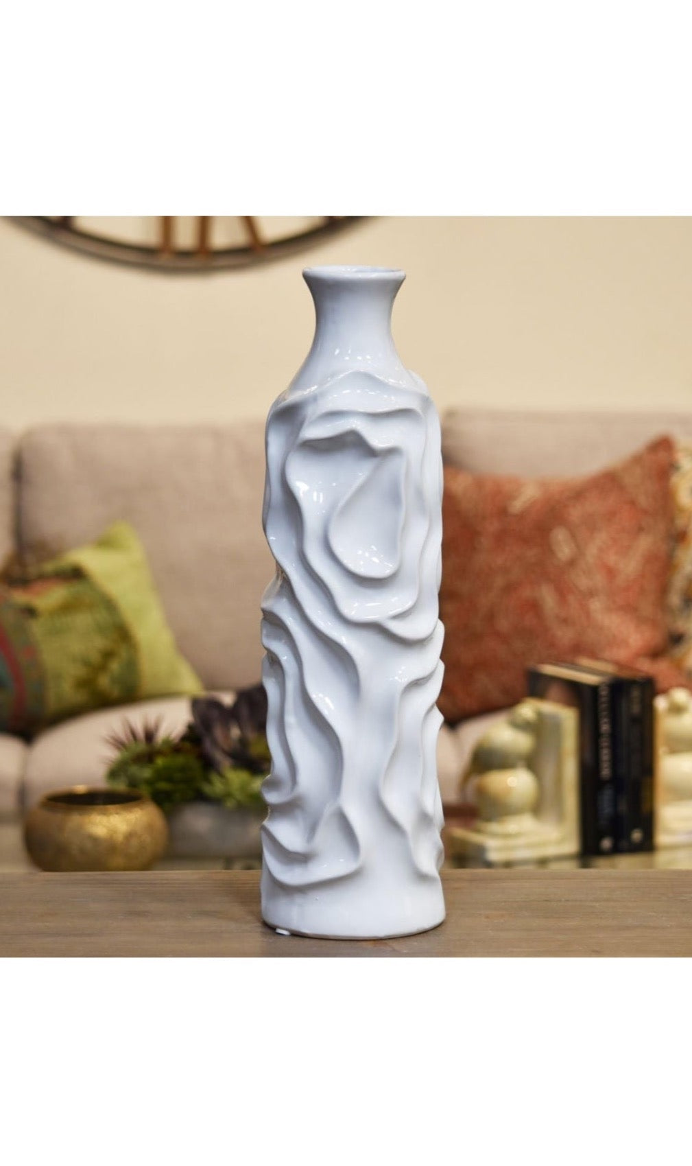 Cylindrical Glossy Off White Vase