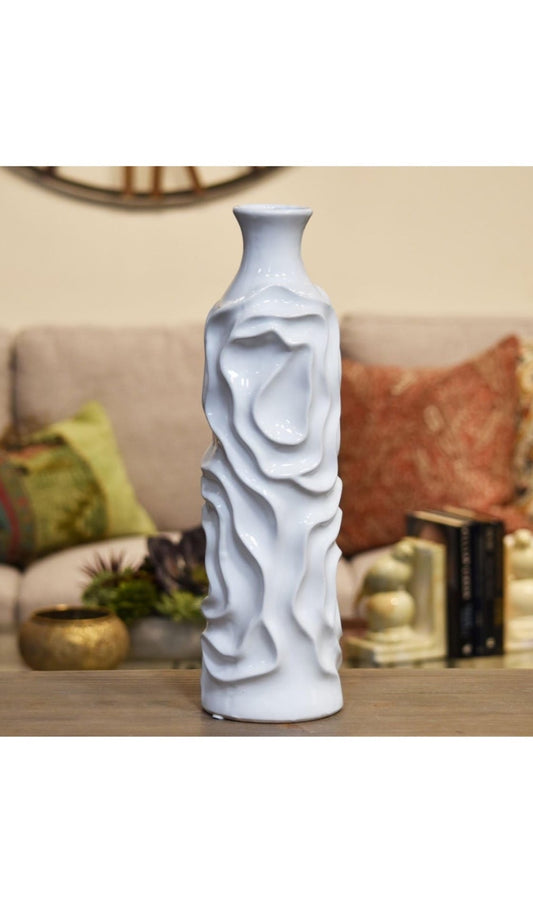 Cylindrical Glossy Off White Vase