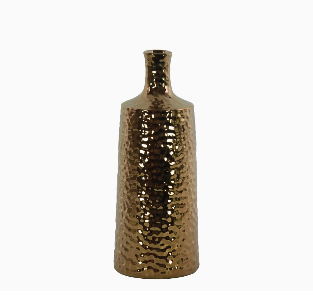 Gold Ceramic Hammered Electroplated Finish Vase