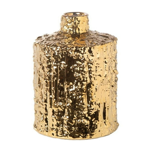 Gold Short Neck Cermeric Textured Vase